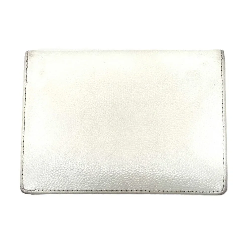 CHANEL Authentic White Caviar Leather Logo Wallet